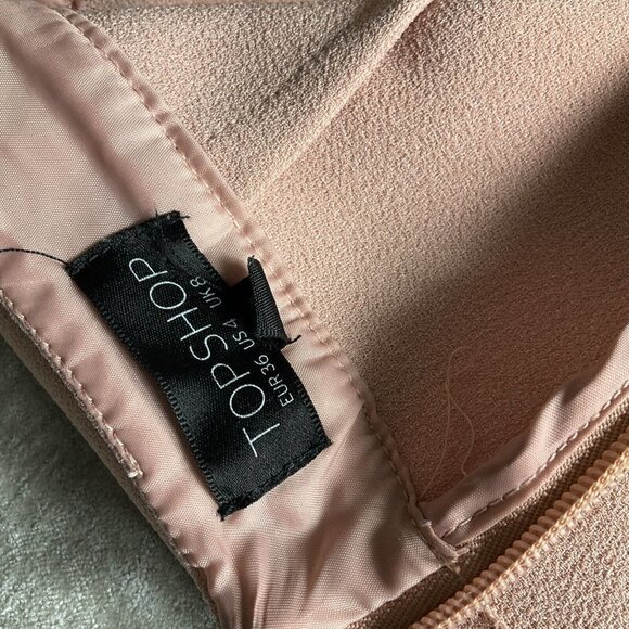 TOPSHOP Pink Cargo Style Mini A Line Skirt Size 4 Raw Hem MOTO Preppy Casual - Picture 8 of 12